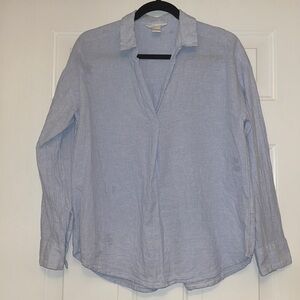 H&M Linen Blend Blue Shirt SZ 2 Lightweight Summer